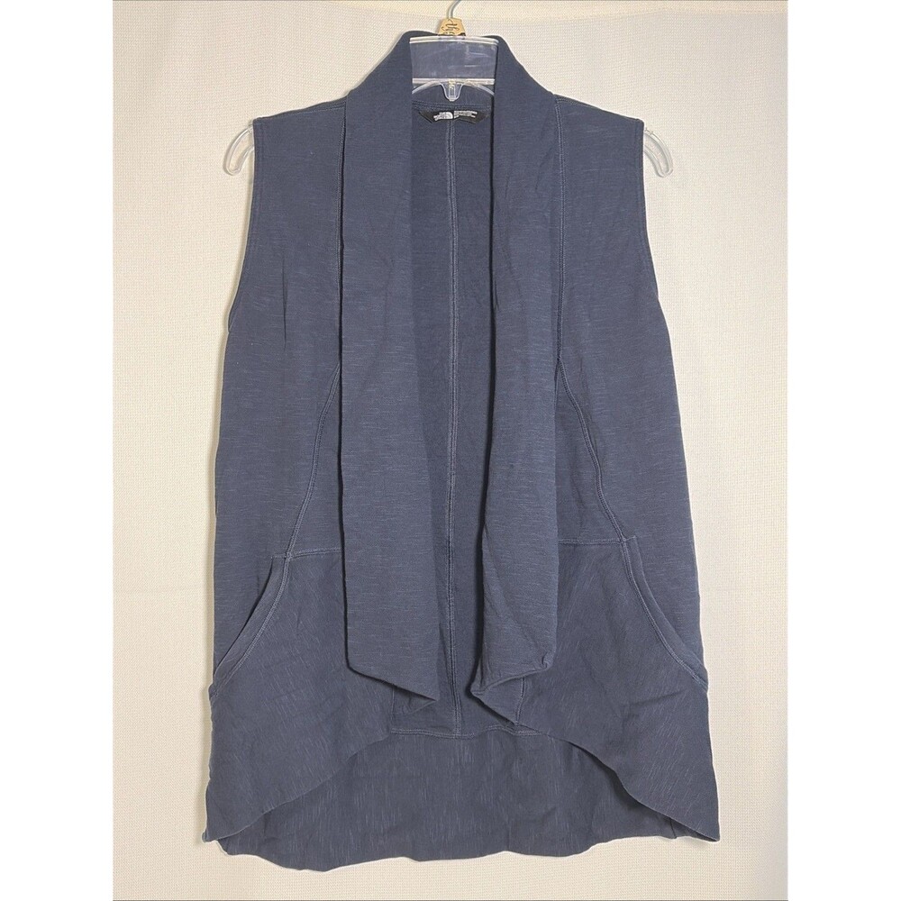 North Face Women’s Small Sleeveless Open Waterfall Cardigan Vest Navy Pockets